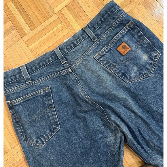 Carhartt B460 DVB Relaxed Fit Denim Blue Jeans Mens 40x30 Straight Cotton Work - Picture 7 of 7